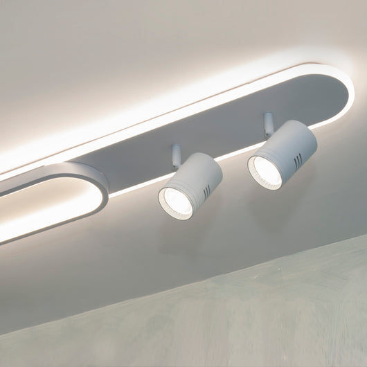 Plafoniera moderna LED 50W luce indiretta lampada soffitto 2 faretti SPOT orientabili GU10 4000lm 230V 100cm LUCE 6500K