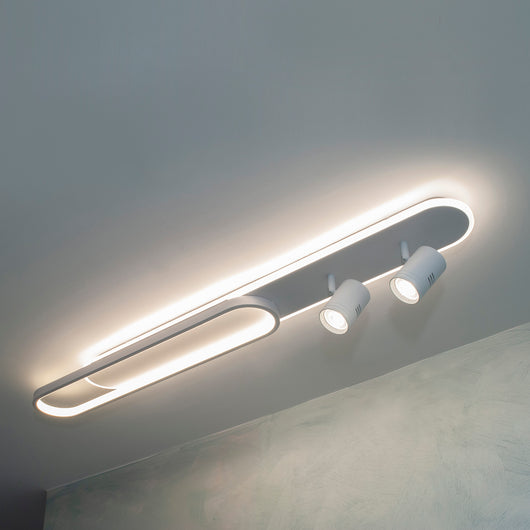 Plafoniera moderna LED 50W luce indiretta lampada soffitto 2 faretti SPOT orientabili GU10 4000lm 230V 100cm LUCE 6500K