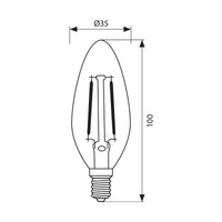 Lampadina filo LED candela attacco piccolo E14 4W vetro trasparente resa 40W luce calda 3000K 470 lumen 230V