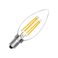 Lampadina filo LED candela attacco piccolo E14 4W vetro trasparente resa 40W luce calda 3000K 470 lumen 230V