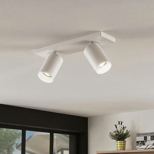 Plafoniera rettangolare LED 2 faretti orientabile luci soffitto parete specchio negozio cucina ufficio 230V  bianco