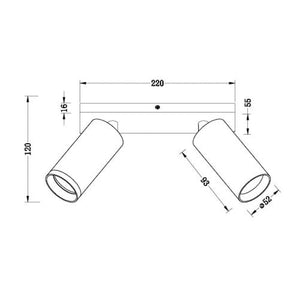 Plafoniera rettangolare LED 2 faretti orientabile luci soffitto parete specchio negozio cucina ufficio 230V nero