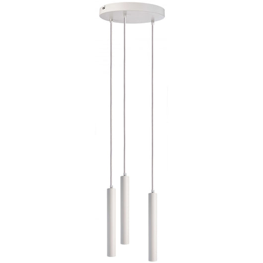 Lampada sospensione 3 luci LED 15W lampadario soffitto tondo pendente cilindro luce 3000K tavolo ristorante RA90 nero bianco 230V BIANCO