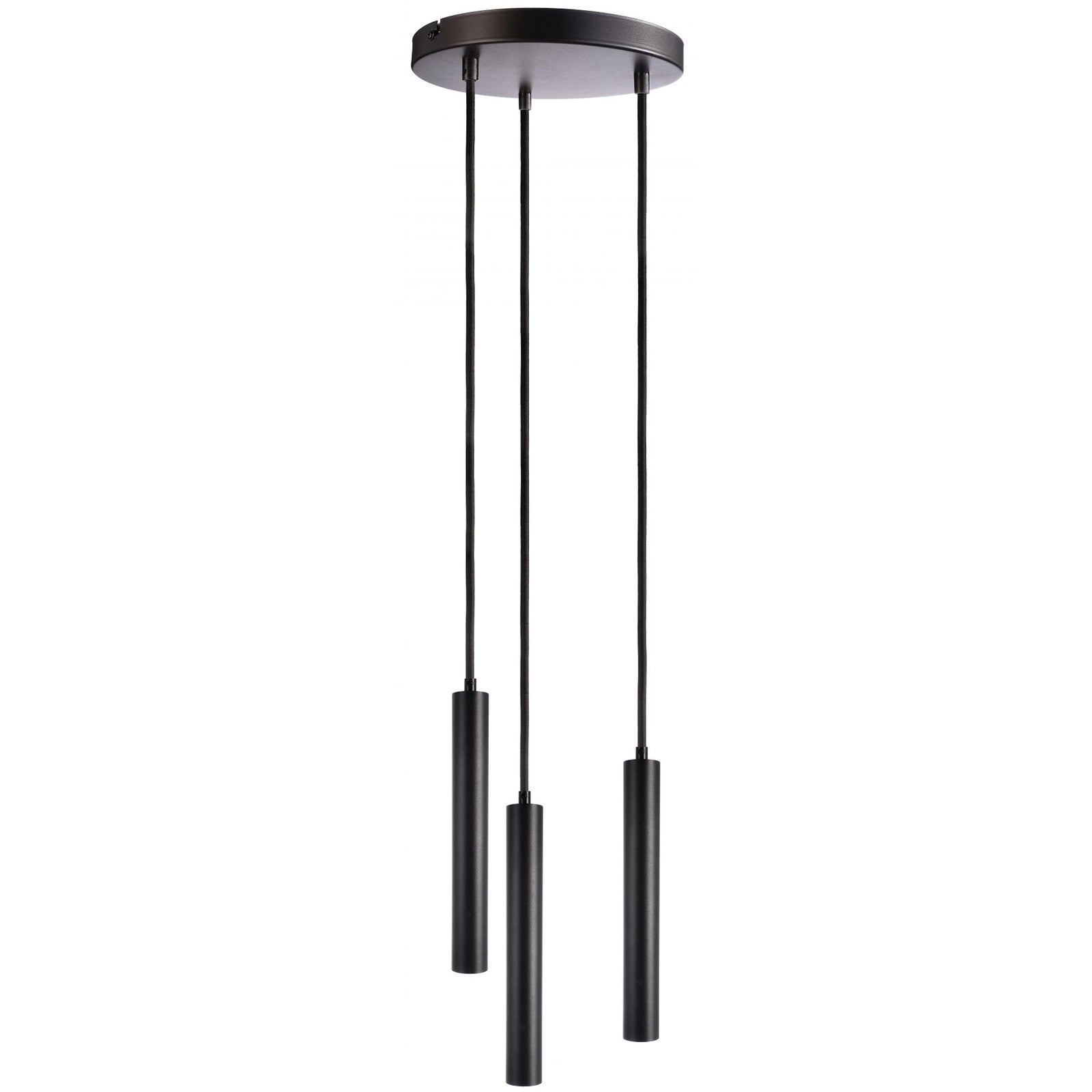 Lampada sospensione 3 luci LED 15W lampadario soffitto tondo pendente cilindro luce 3000K tavolo ristorante RA90 nero bianco 230V NERO