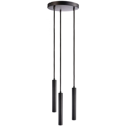 Lampada sospensione 3 luci LED 15W lampadario soffitto tondo pendente cilindro luce 3000K tavolo ristorante RA90 nero bianco 230V NERO