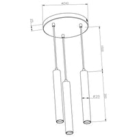 Lampada sospensione 3 luci LED 15W lampadario soffitto tondo pendente cilindro luce 3000K tavolo ristorante RA90 nero bianco 230V NERO