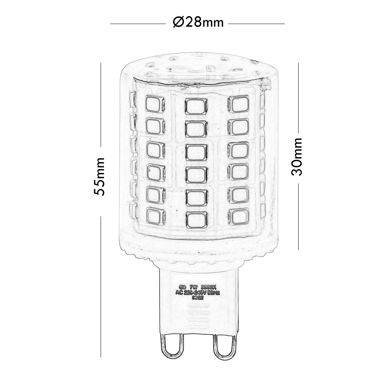 Lampadina LED 7W attacco G9 resa 80W 800 lumen luce a 360 gradi lampada basso consumo 230V 6500K