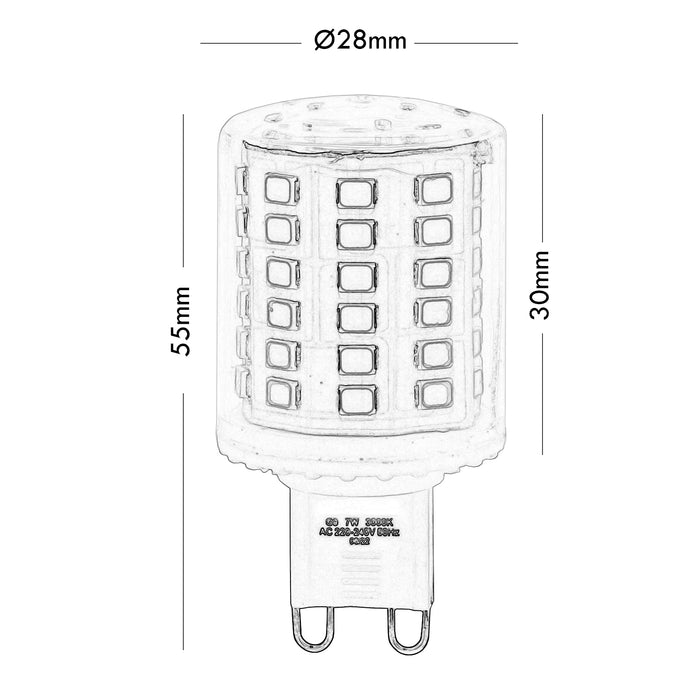 Lampadina LED 7W attacco G9 resa 80W 800 lumen luce a 360 gradi lampada basso consumo 230V 6500K