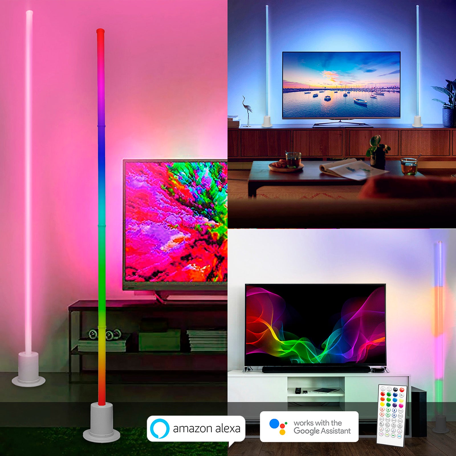 Lampada terra design dimmerabile luce ambiente SMART WiFi LED 10W RGB effetti multicolore Alexa Google APP