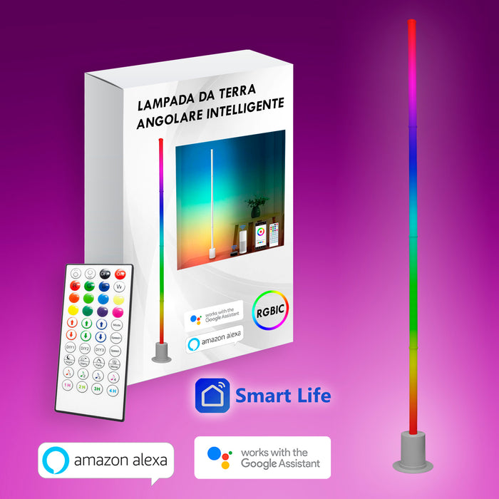 Lampada terra design dimmerabile luce ambiente SMART WiFi LED 10W RGB effetti multicolore Alexa Google APP