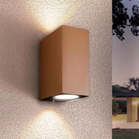 Applique LED GU10 lampada doppia emissione luce parete giardino IP65 lampada bidirezionale marrone RETTANGOLARE CORTEN