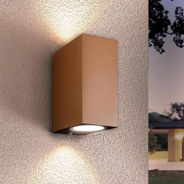 Applique LED GU10 lampada doppia emissione luce parete giardino IP65 lampada bidirezionale marrone RETTANGOLARE CORTEN