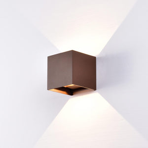 Applique cubo moderno esterni IP65 LED 20W doppio fascio parete 2000lm facciata casa albergo terrazzo 230V CORTEN 3000K