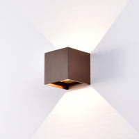 Applique cubo moderno esterni IP65 LED 20W doppio fascio parete 2000lm facciata casa albergo terrazzo 230V CORTEN 6000K