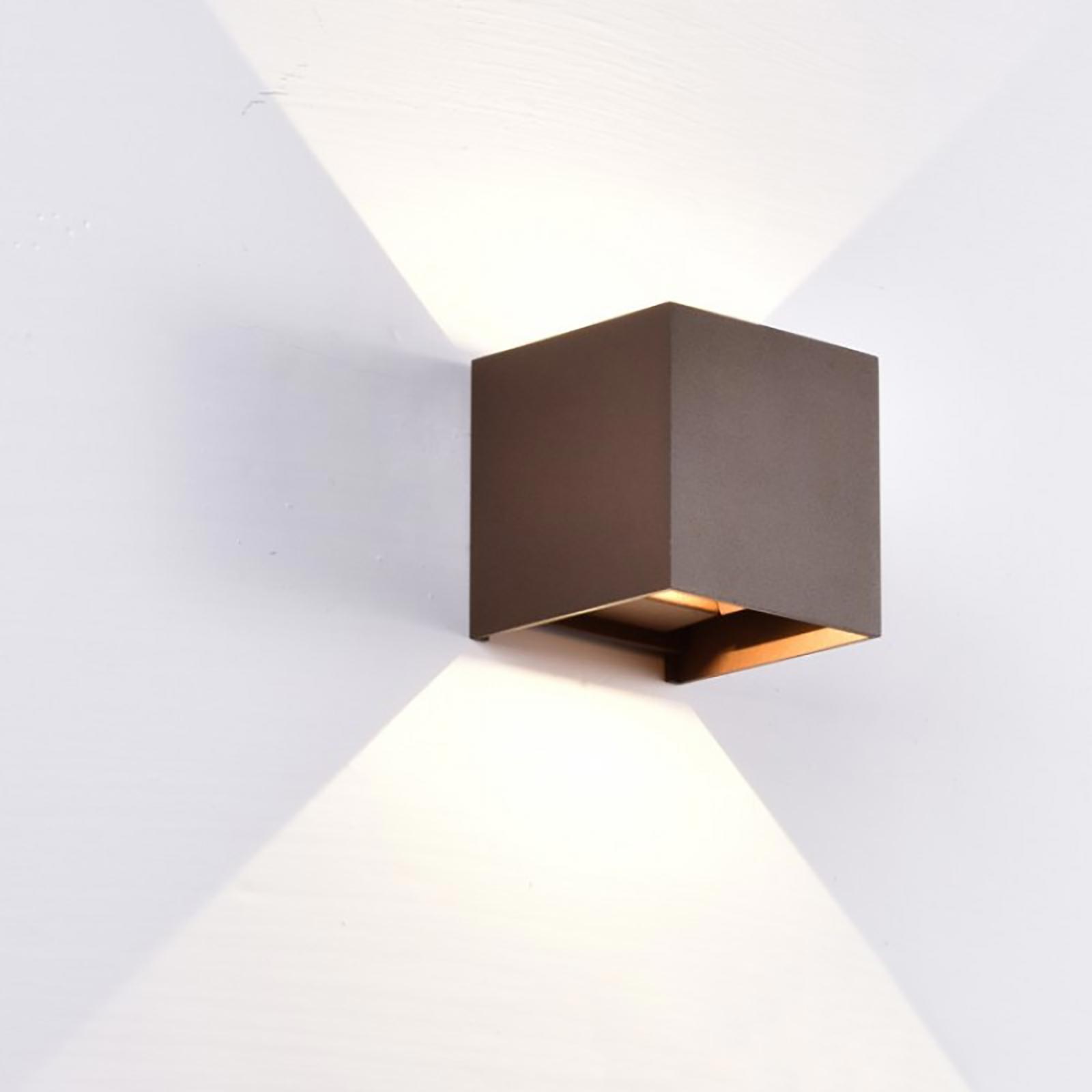 Applique cubo moderno esterni IP65 LED 20W doppio fascio parete 2000lm facciata casa albergo terrazzo 230V CORTEN 3000K