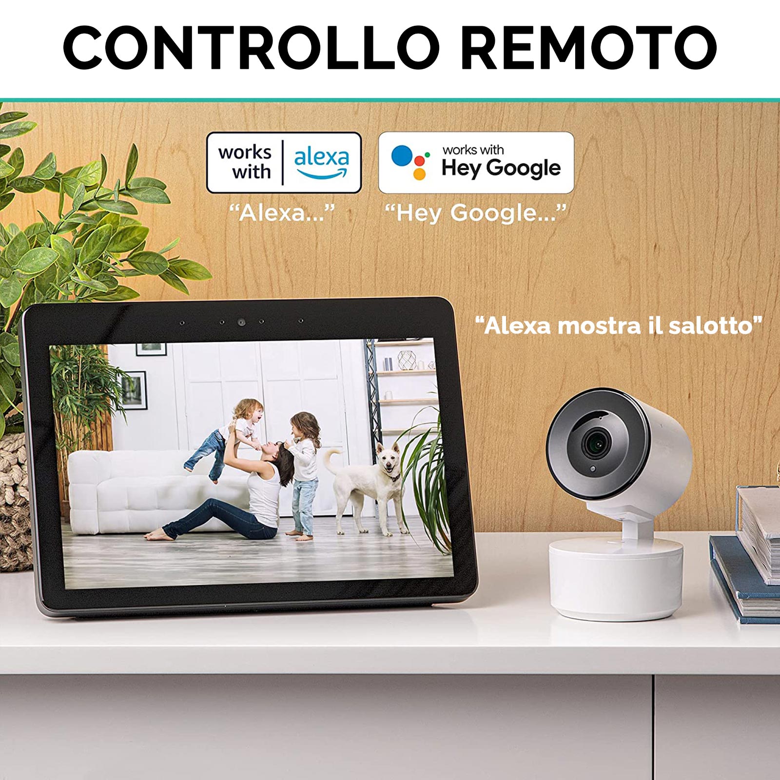 Telecamera FHD 1080P WiFi smart motorizzata videocamera sorveglianza grandangolare 3.6mm IP CAM Alexa Google