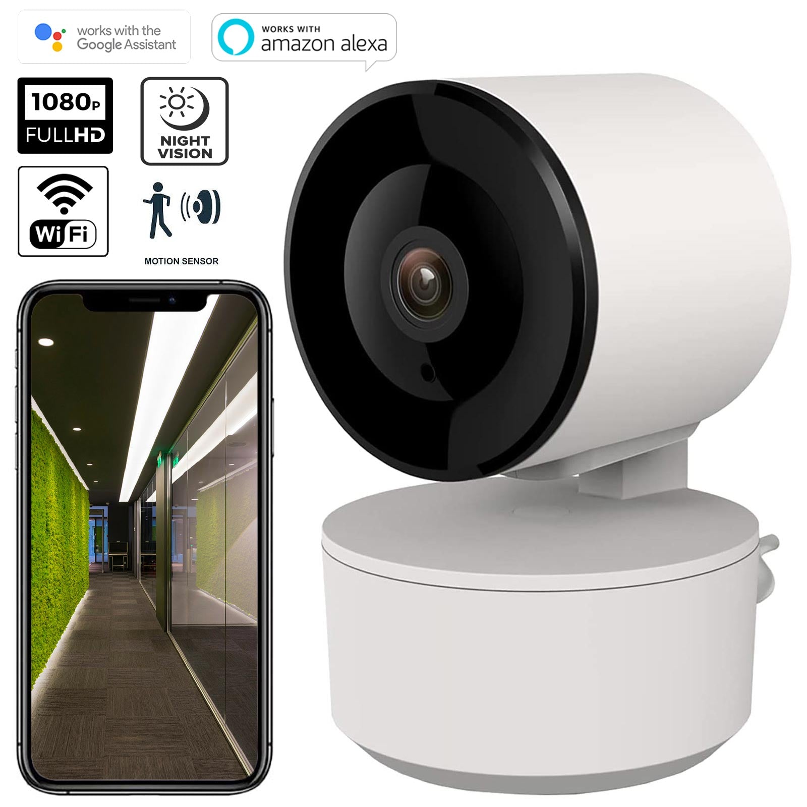 Telecamera FHD 1080P WiFi smart motorizzata videocamera sorveglianza grandangolare 3.6mm IP CAM Alexa Google