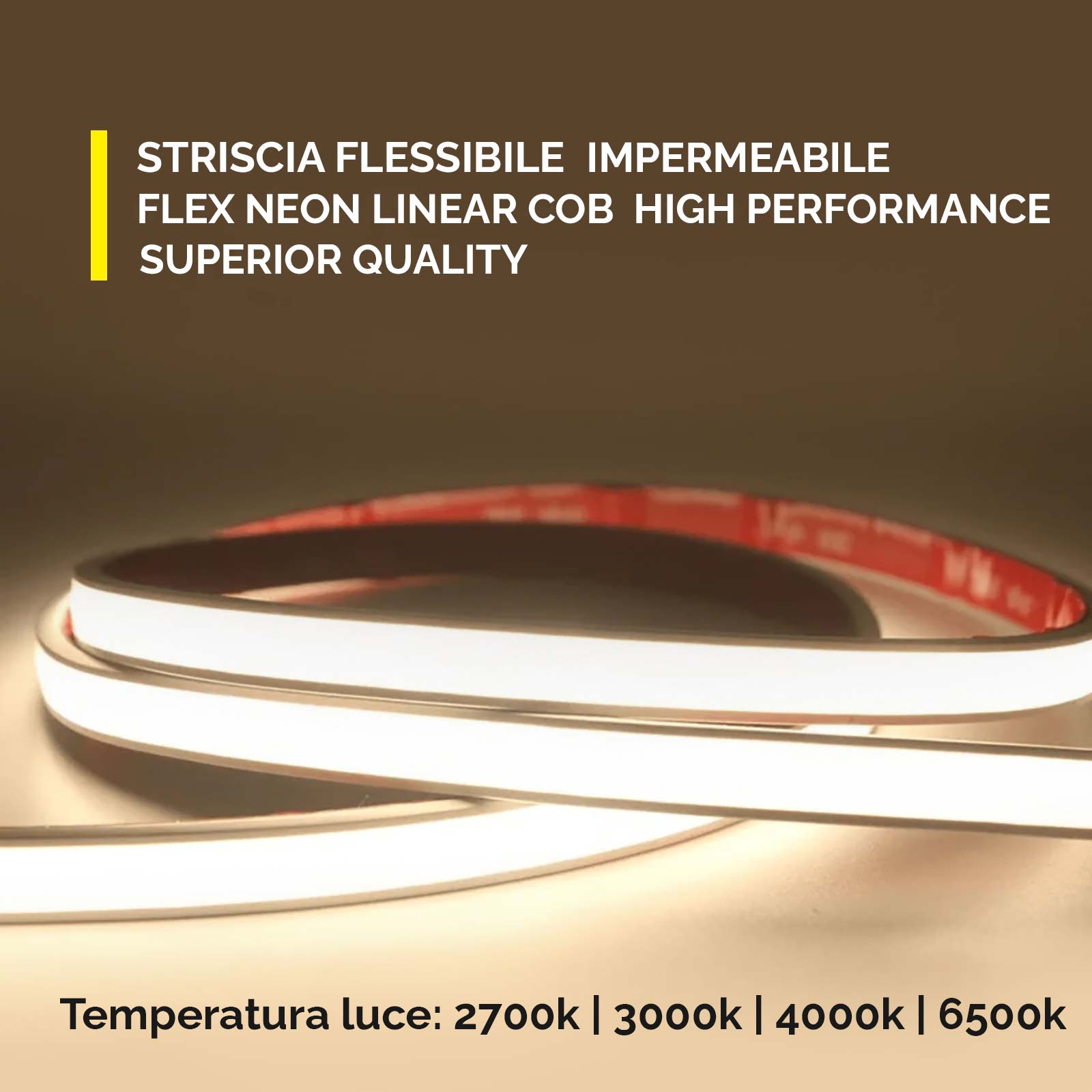 Striscia COB NEON flex LED lineare dimmerabile 24V immersione IP68 luce flessibile piscina doccia fontana giardino 2700K