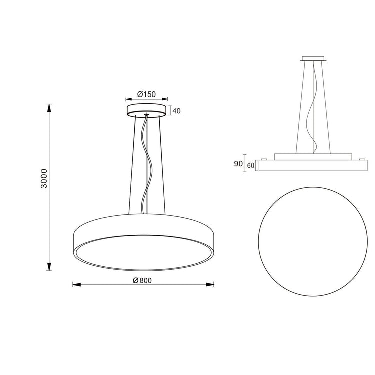 Lampadario pendente cerchio 40cm LED 43W MENKAR 400 lampada UP DOWN sospensione 2 temperature 230V COLORE BIANCO