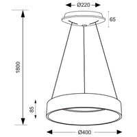 SCULPTORIS 400 Lampada LED 30W CCT pendente cerchio lampadario moderno luce diffusa tavolo cucina negozio 230V 40cm NERO