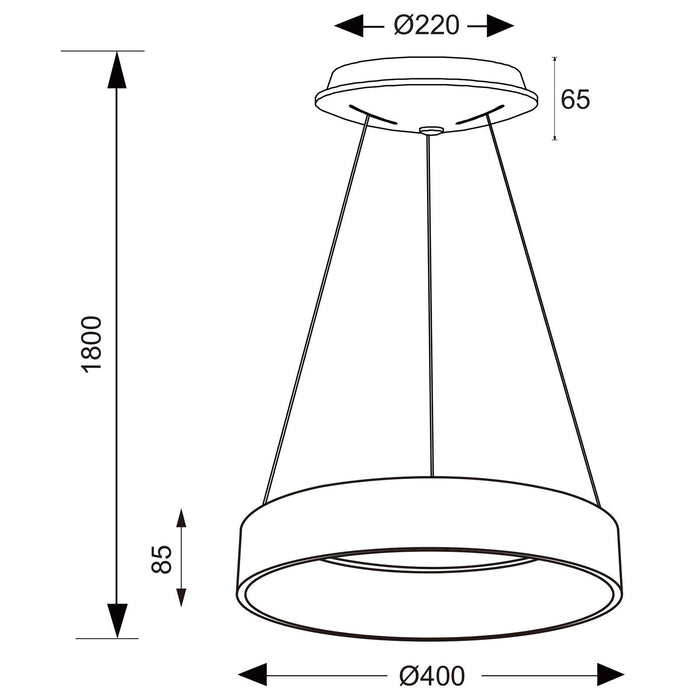 SCULPTORIS 400 Lampada LED 30W CCT pendente cerchio lampadario moderno luce diffusa tavolo cucina negozio 230V 40cm NERO