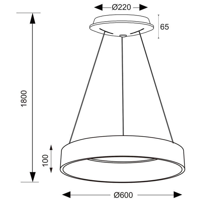 SCULPTORIS 600 Lampada LED 42W CCT pendente cerchio lampadario moderno luce diffusa cucina negozio 230V 60cm BIANCO