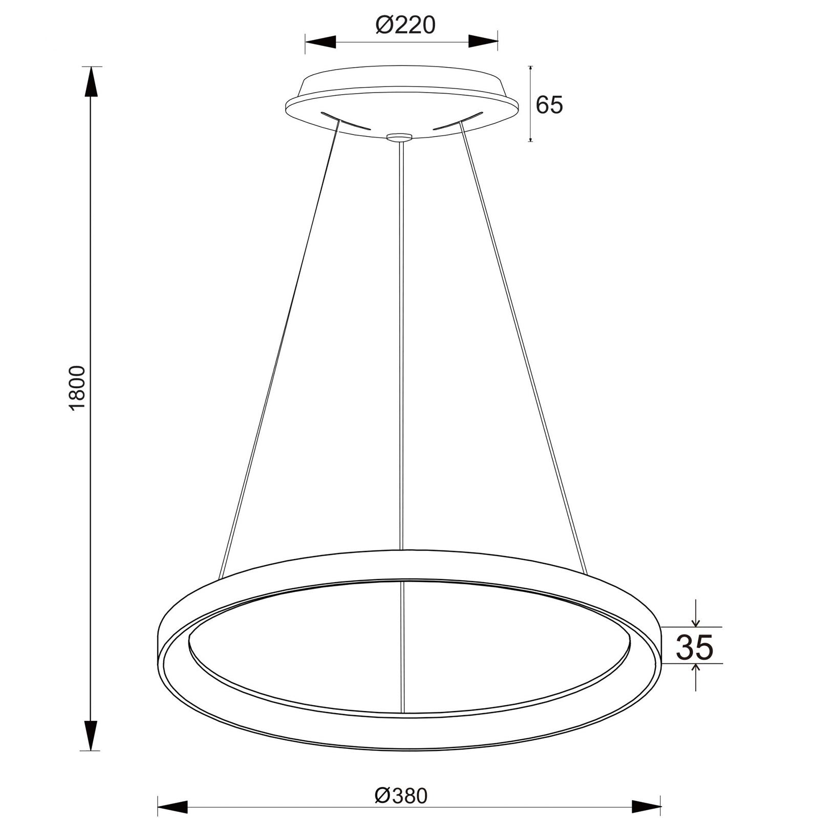 MEROPE 400 lampadario pendente LED 30W CCT dimmerabile lampada sospensione circolare 38m luce cucina tavolo bar ristorante 230V GRIGIO