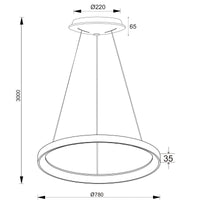 MEROPE 800 lampadario pendente LED 60W CCT dimmerabile lampada sospensione circolare 78cm luci cucina ristorante pizzeria ufficio 230V BIANCO