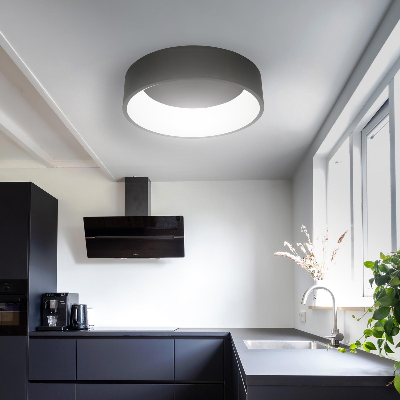 Plafoniera tonda LED 30W CCT 3000K 4000K SCULPTORIS 400 lampada soffitto parete luce 40cm 230V 230V COLORE NERO