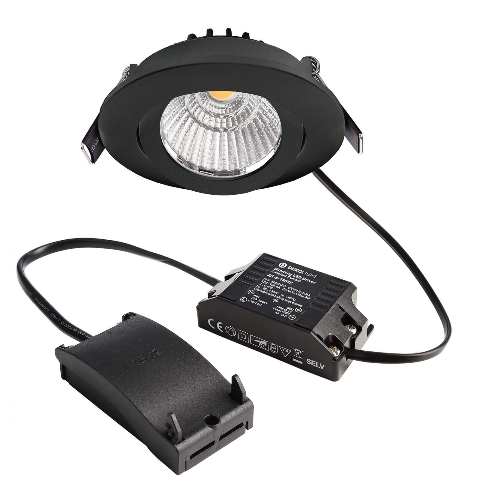 DIONE Faretto tondo orientabile SPOT LED COB 8W dimmerabile luce incasso SLIM soffitto cucina negozio 230V - NERO 4000K