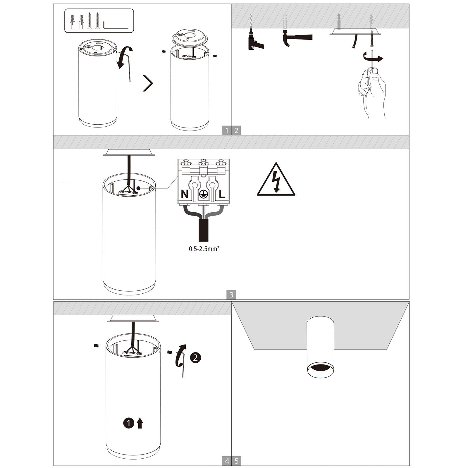 LUCEA DTW Faretto soffitto plafoniera LED 10W dimmerabile da 1800K a 2700K luce interni vetrina negozio cucina moderna RA90 NERO