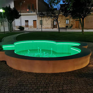 Striscia 300 LED 75W RGB 3000K esterno IP67 tenuta stagna 24V luce colorata bordo piscina giardino strip multicolor RGBW