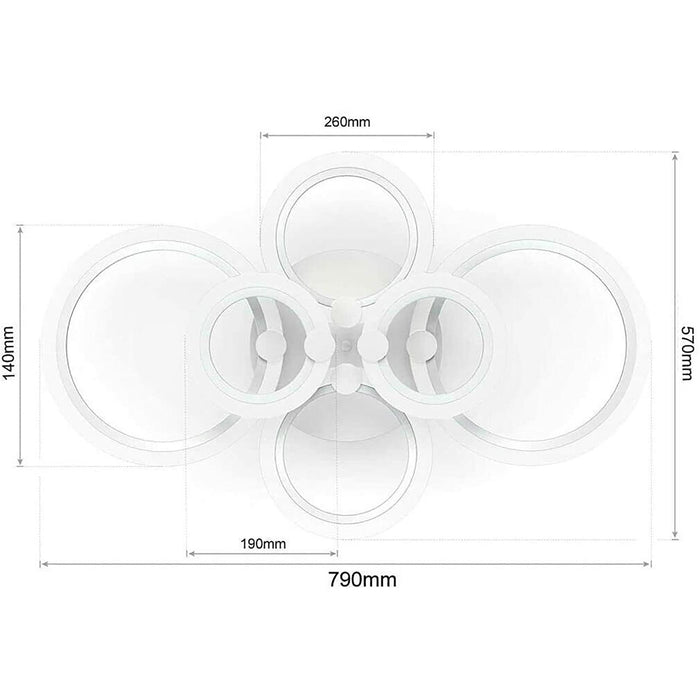 Plafoniera decorativa LED 51W lampada moderna bianca soffitto cerchi luce ufficio sala ricevimento alta resa 230V 3000K