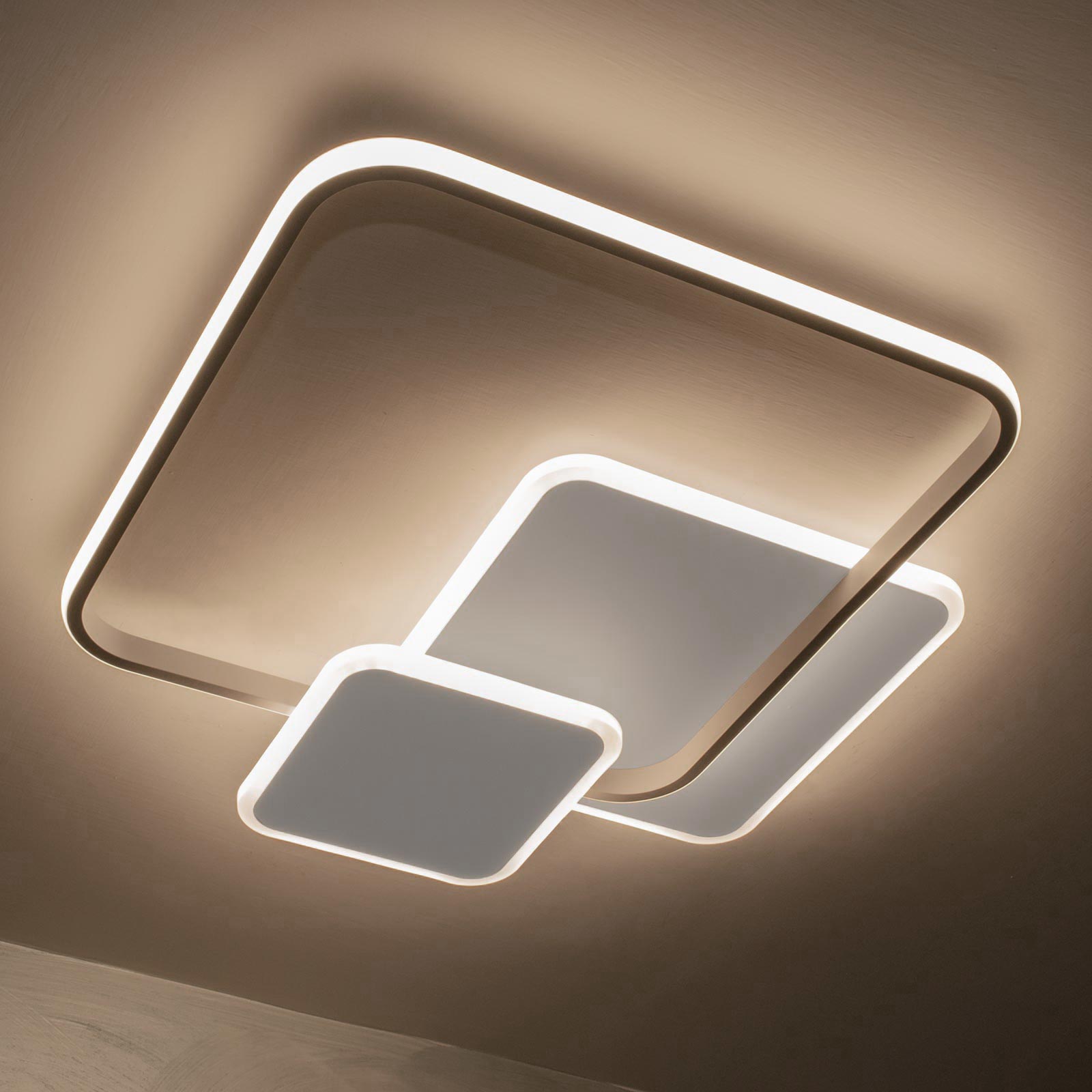 Lampada soffitto geometrica plafoniera moderna LED 48W 3 quadrati luminosi luce parete bagno cucina ufficio 230V 4000K