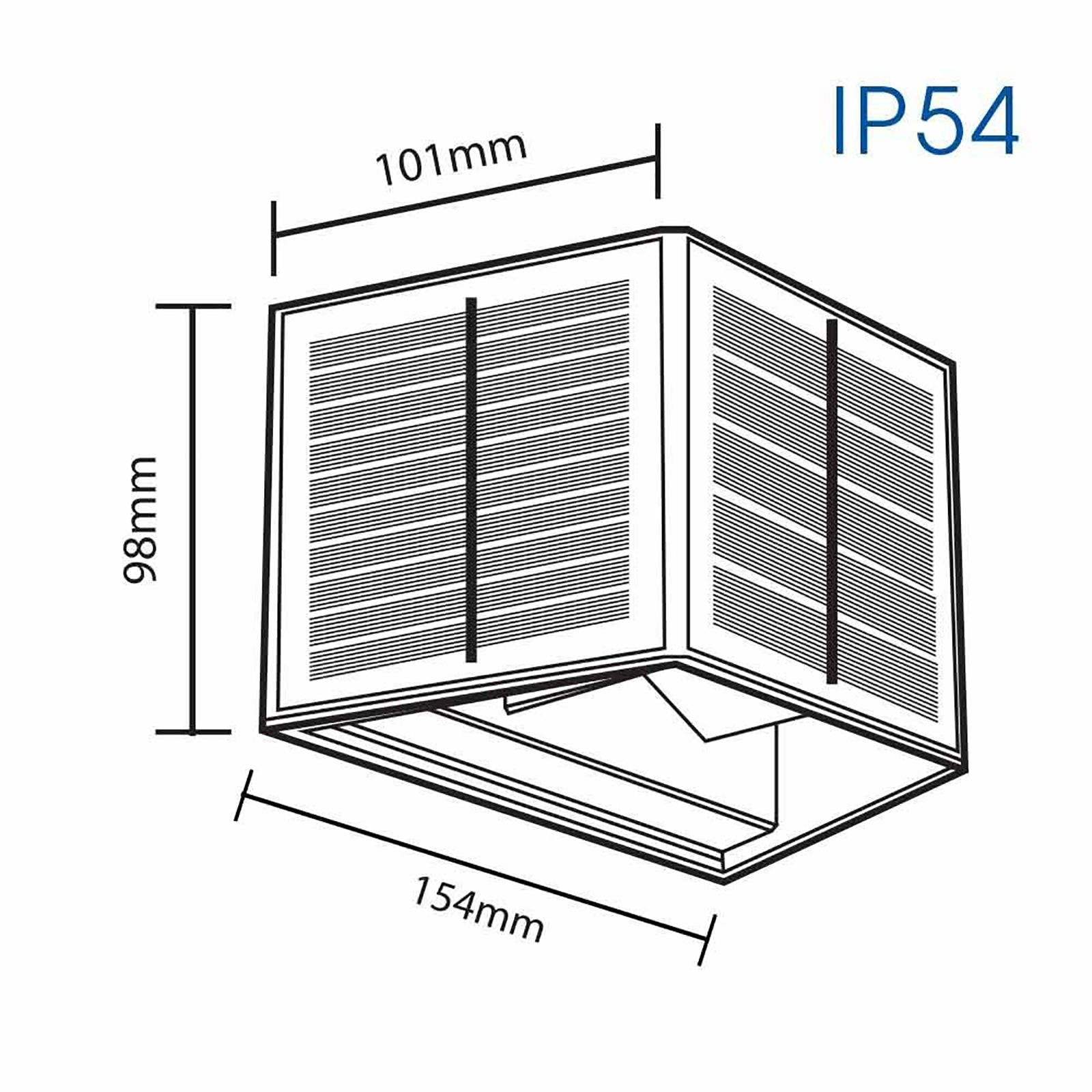 IKAR applique solare doppio fascio luminoso LED 4W lampada parete UP DOWN sensore crepuscolare alette regolabili 4000K