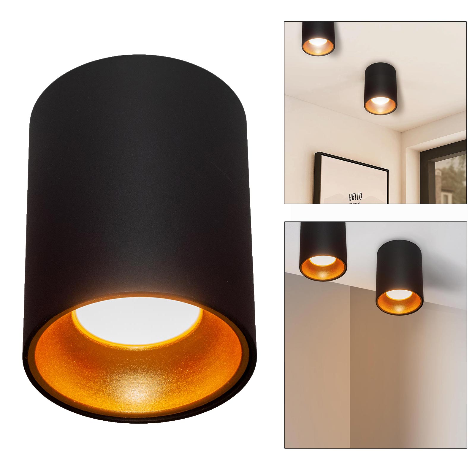 NIKOS plafoniera moderna faretto nero dorato da soffitto GU10 LED luce bagno cucina vetrina negozio bar 230V