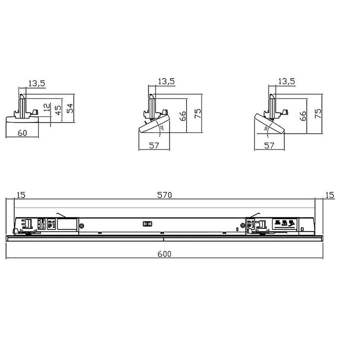 Faretto orientabile per binario trifase LED 20W 4000K lampada 60cm luce negozio vetrina ufficio 230V NERO