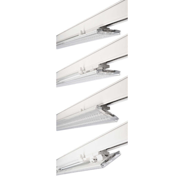 Faretto orientabile per binario trifase LED 50W 4000K barra 150cm luce negozio vetrina sala espositiva 230V BIANCO