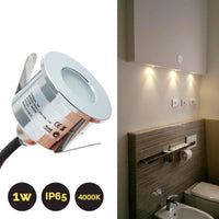 Faretto mini 12V punto luce incasso LED spot 1W segnapassi impermeabile IP65 box doccia bagno scale bordo piscina