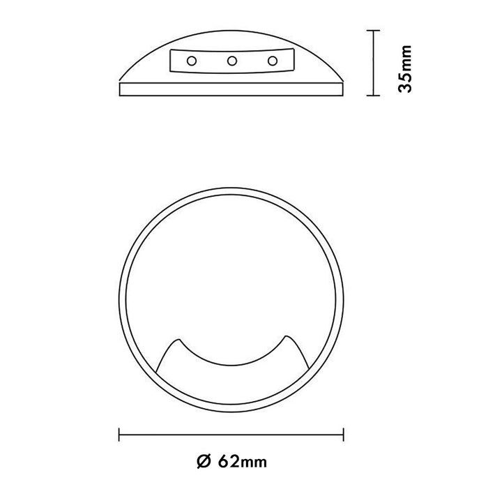 Faretto calpestabile tondo luce radente IP65 1 finestra LED 2W segnapassi singola emissione pavimento giardino viale 12V 4000K