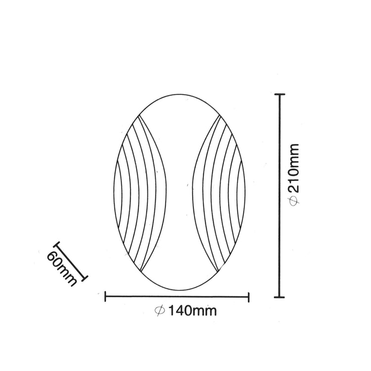 Applique doppio fascio luce LED 6W CCT 3 step da 3000K a 6500K lampada ovale parete muro camera da letto 230V BIANCO