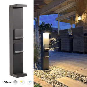 LERNA 600 Colonnina elettrica 2 prese corrente lampione palo LED 6W CCT 3000K 4000K IP65 luce giardino viale 230V 60cm