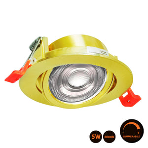 Faretto orientabile tondo incasso 80mm lampadina LED 5W MR16 DIMMERABILE 12V GU5.3 luce soffitto barca camper cucina RA90 ORO