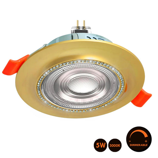 Faretto moderno brillantini incasso tondo 75mm lampada LED 5W MR16 DIMMERABILE 12V GU5.3 luce barca camper cucina RA90 ORO