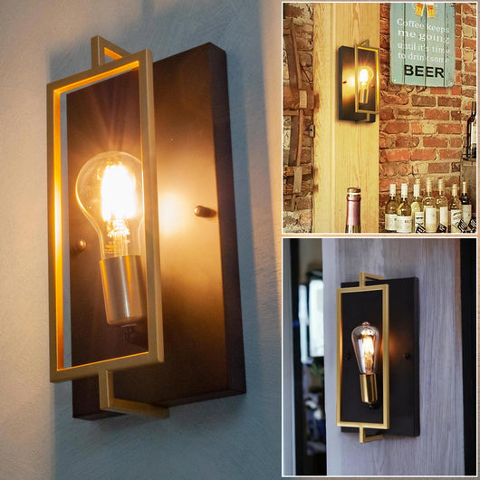 Applique LED stile industriale E27 Nero / Oro lampada decorativa vintage parete muro luce PUB ristorante pizzeria 230V (senza lampada)