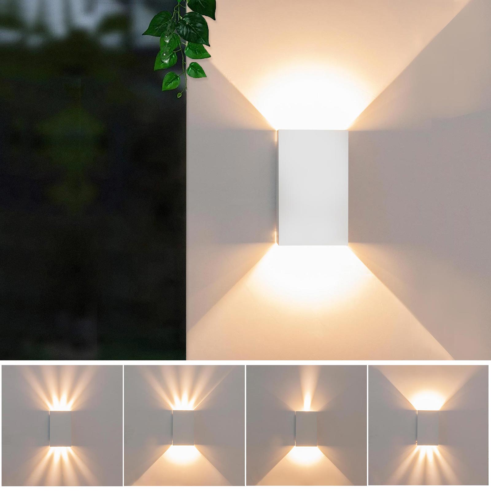 Applique murale LED 10W doppio fascio regolabile IP65 lampada bianca parete muro doppia emissione effetti luce giardino 230V 4000K