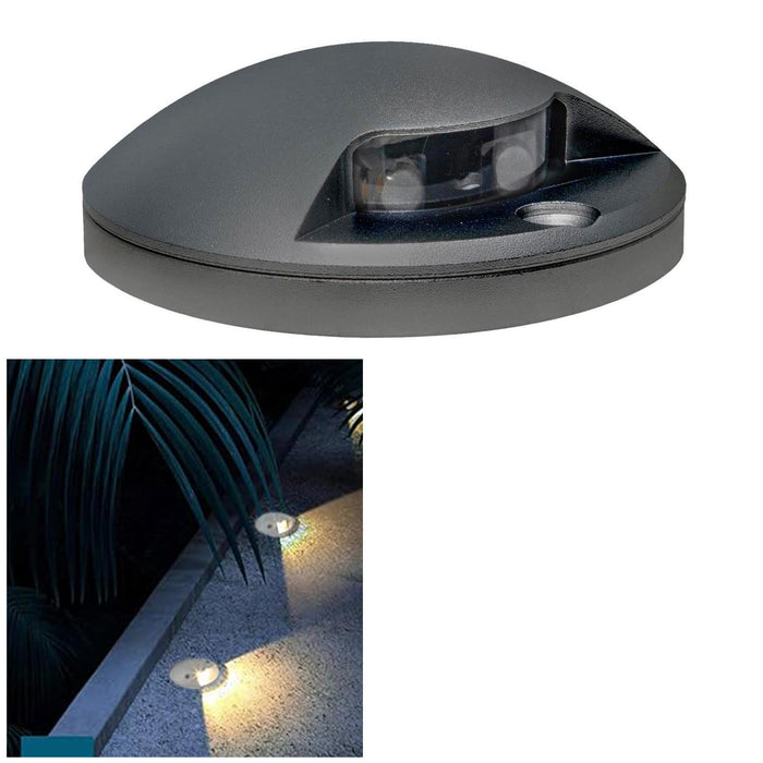 Faretto calpestabile tondo luce radente IP65 1 finestra LED 2W segnapassi singola emissione pavimento giardino viale 12V 4000K