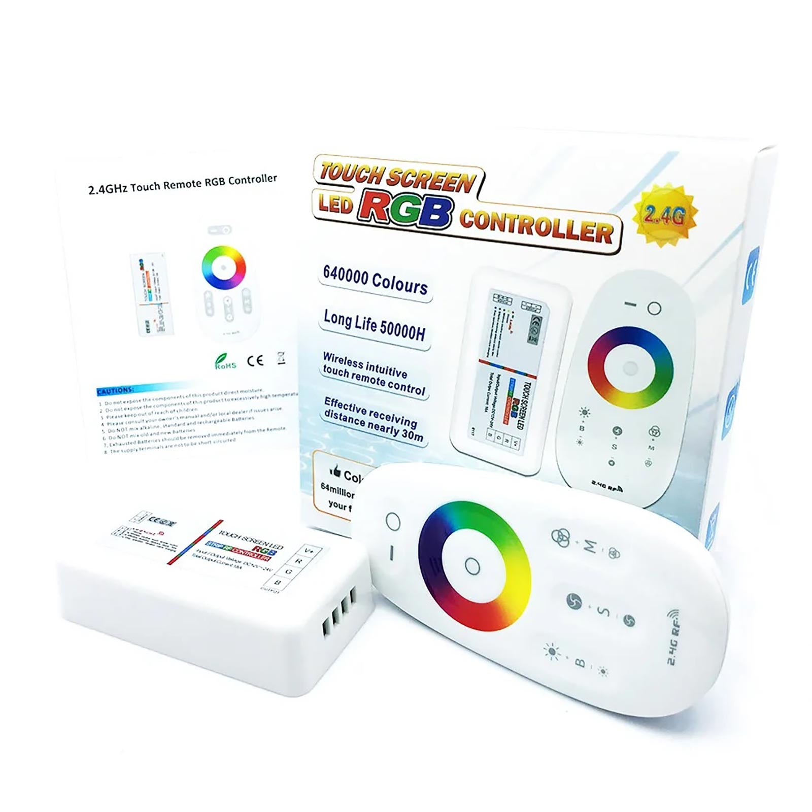 Centralina con telecomando controller RGB multicolore RF 2.4Ghz 18A 3CH dimmer 12/24V dc strisce luci LED