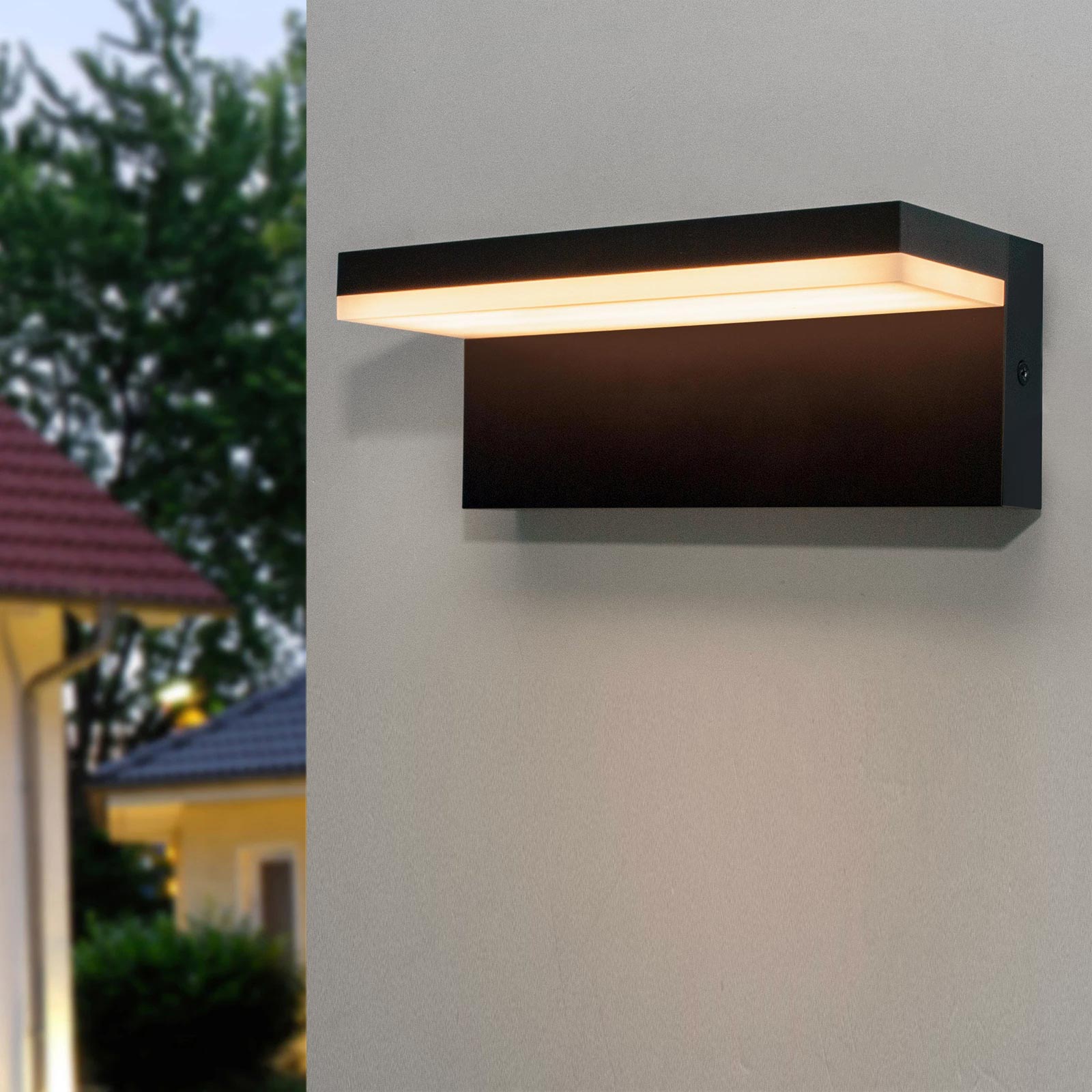 Applique nero LED 10W lampada impermeabile moderna resa 100W luce parete giardino ingresso balcone terrazza IP54 230V 4000K