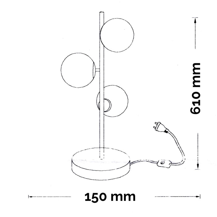 Lampada da tavolo moderna dorata 3 sfere globo vetro bianco attacco G9 luce scrivania salone ufficio 230V